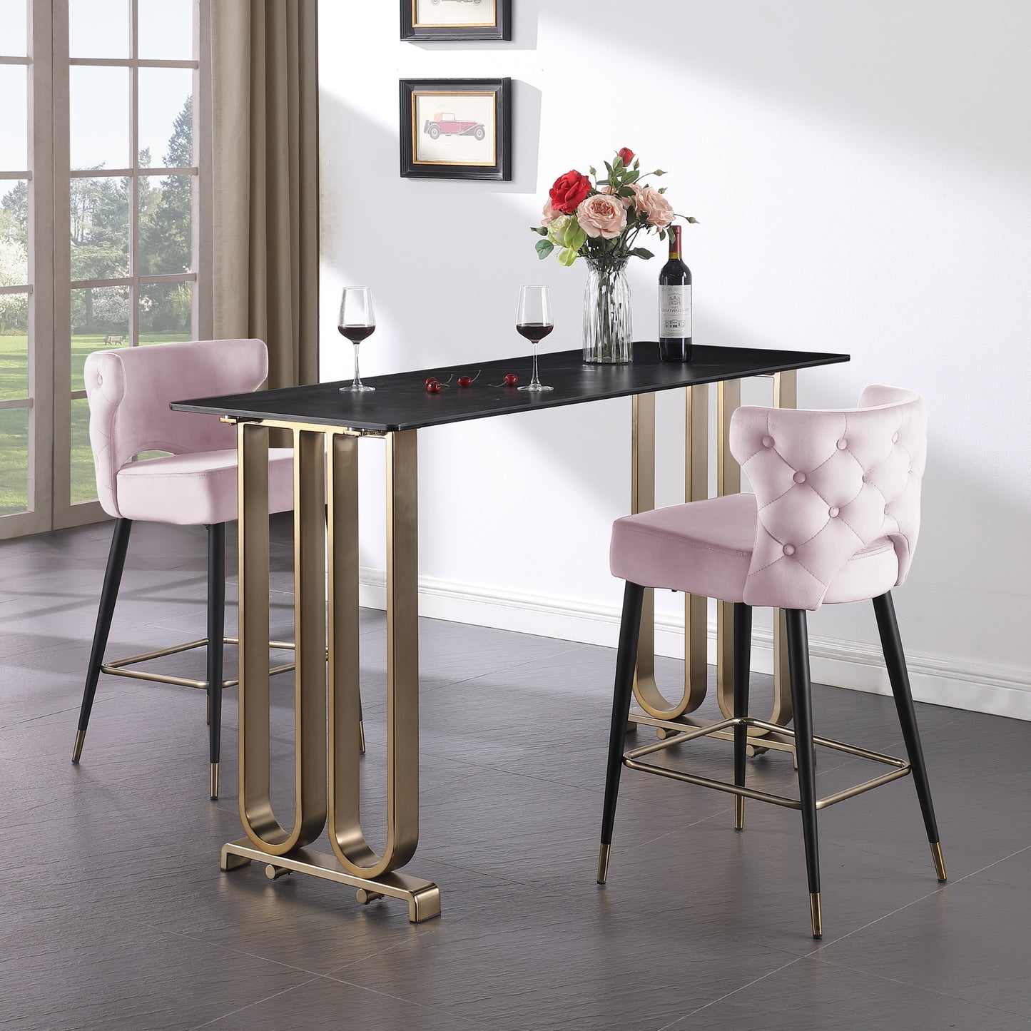 Seren Counter Height with Gold Tipped - Pink Set of 2