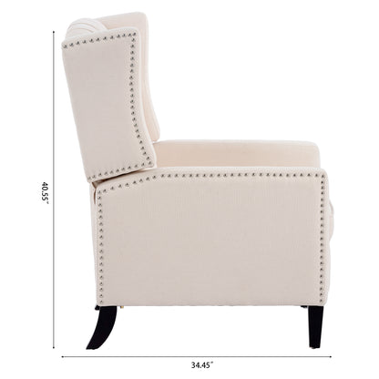 Nix Wide Manual Wing Chair Recliner - Beige