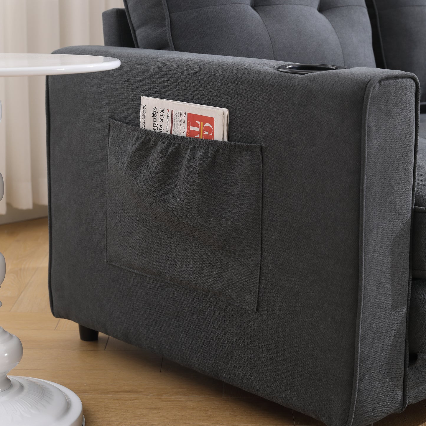 Neo Tufted Loveseat with Pull Out Sleeper - Dark Gray