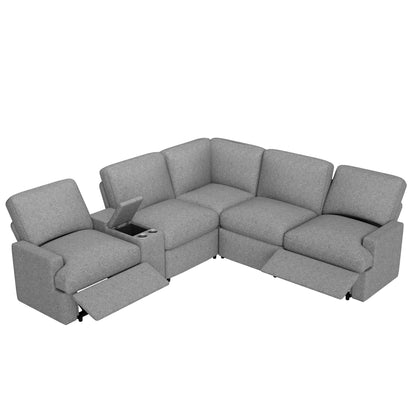 Emil Power Recliner Sofa Sectional with Storage - Grey