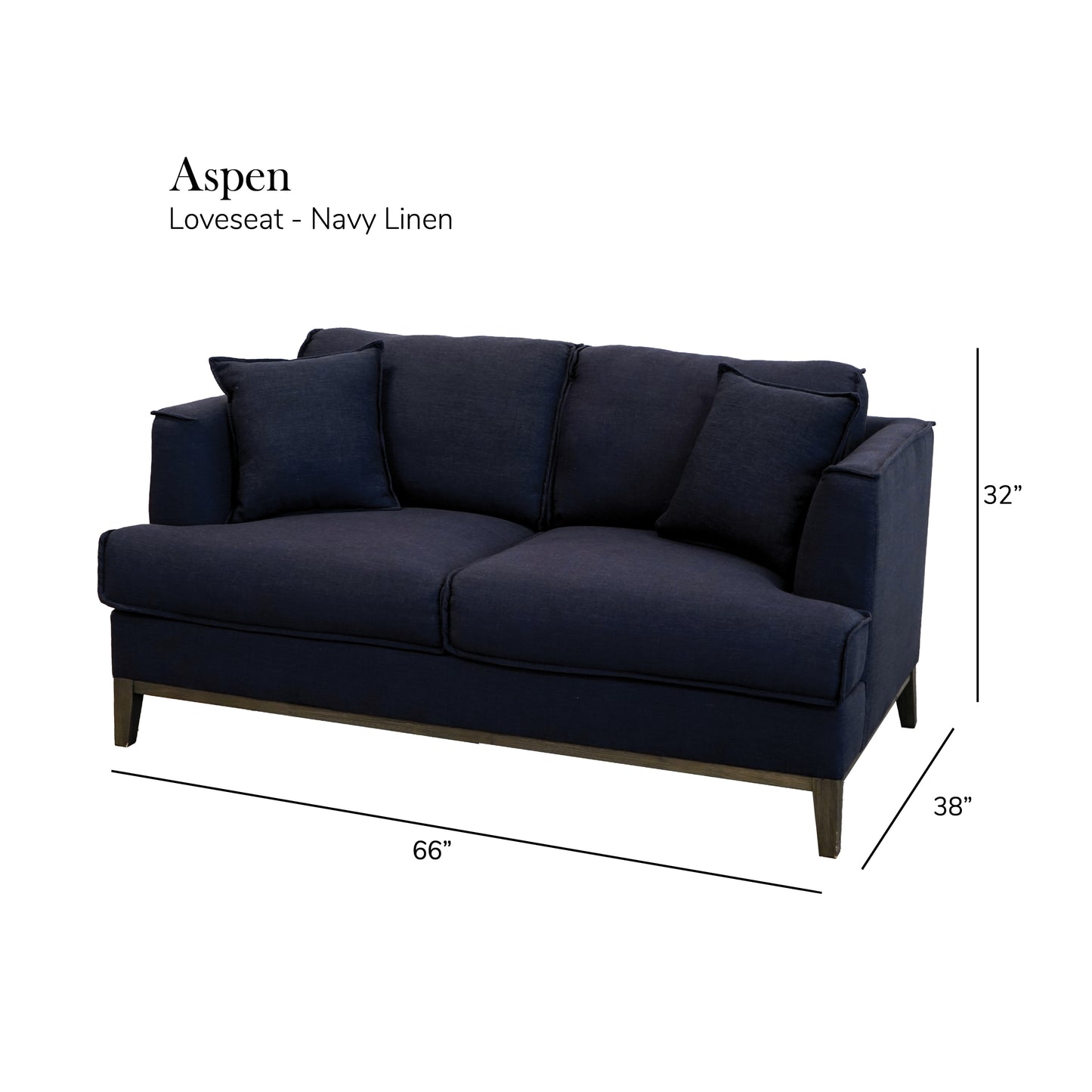 Ashton Grey Down Loveseat - Navy