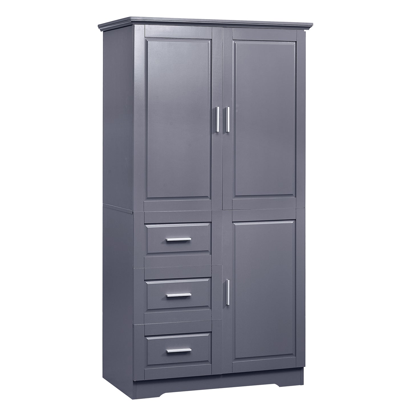 Lofty Cabinet with Doors Three Drawers - Grey