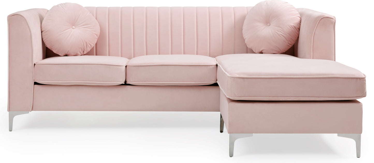 Delray Sectional Sofa Chaise -Pink