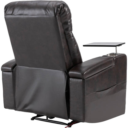 Anika Premium Power Recliner with Swivel Tray Table - Brown