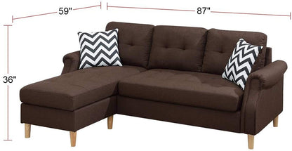 Carmen Corner Reversible Sectional Sofa - Coffee