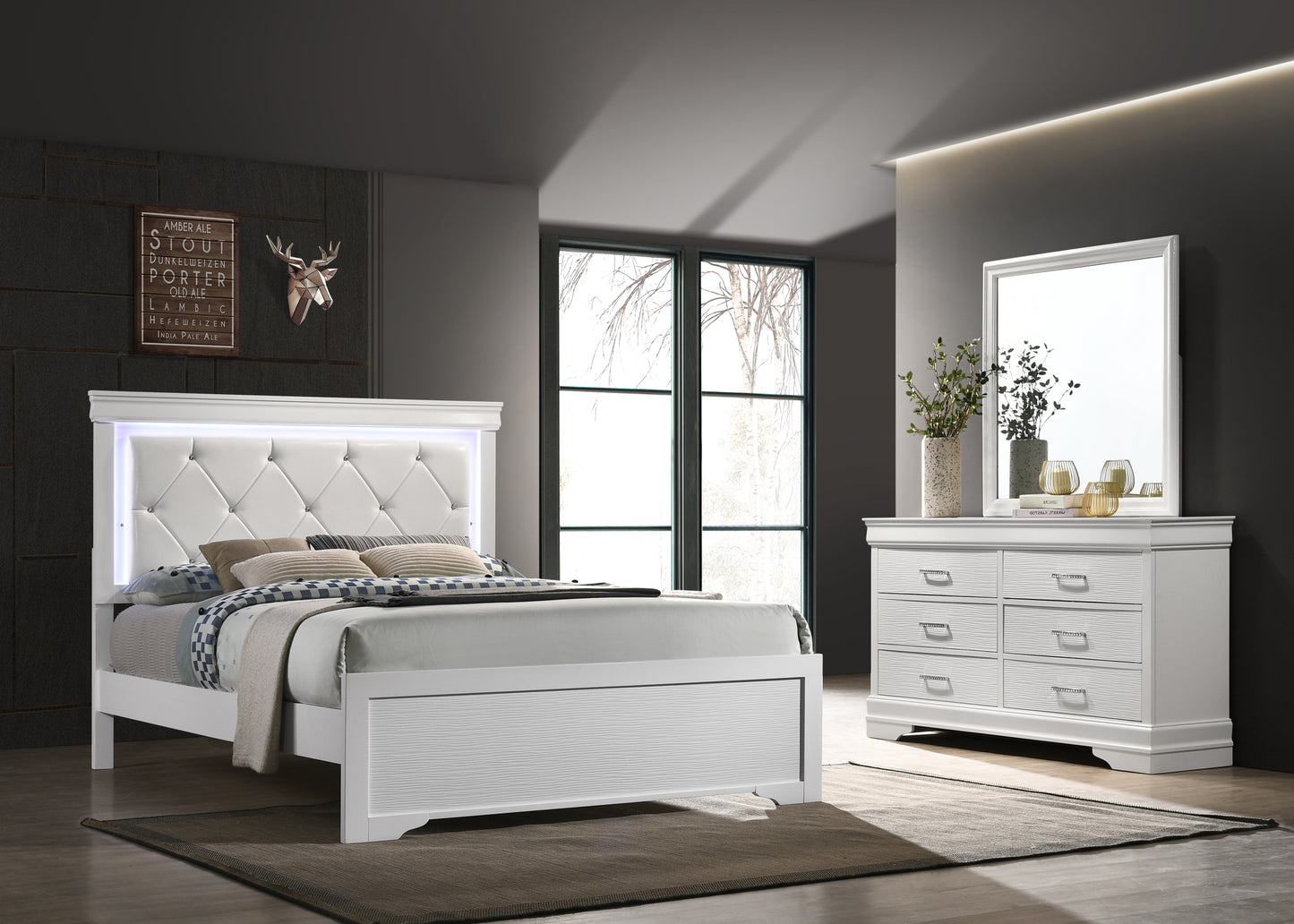 Ola Queen Size LED Bed - White