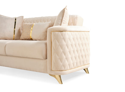 Luna Modern Style Loveseat - Ivory