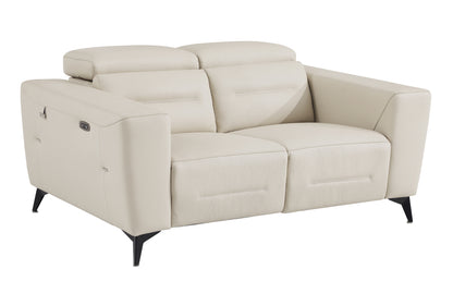 Honcho Top Grain Italian Leather Loveseat with Power Recliner - Beige