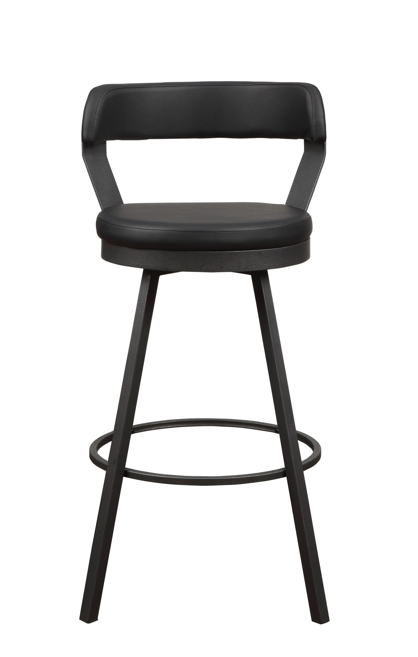 London Swivel Faux Leather Pub Chairs - Black Set of 2