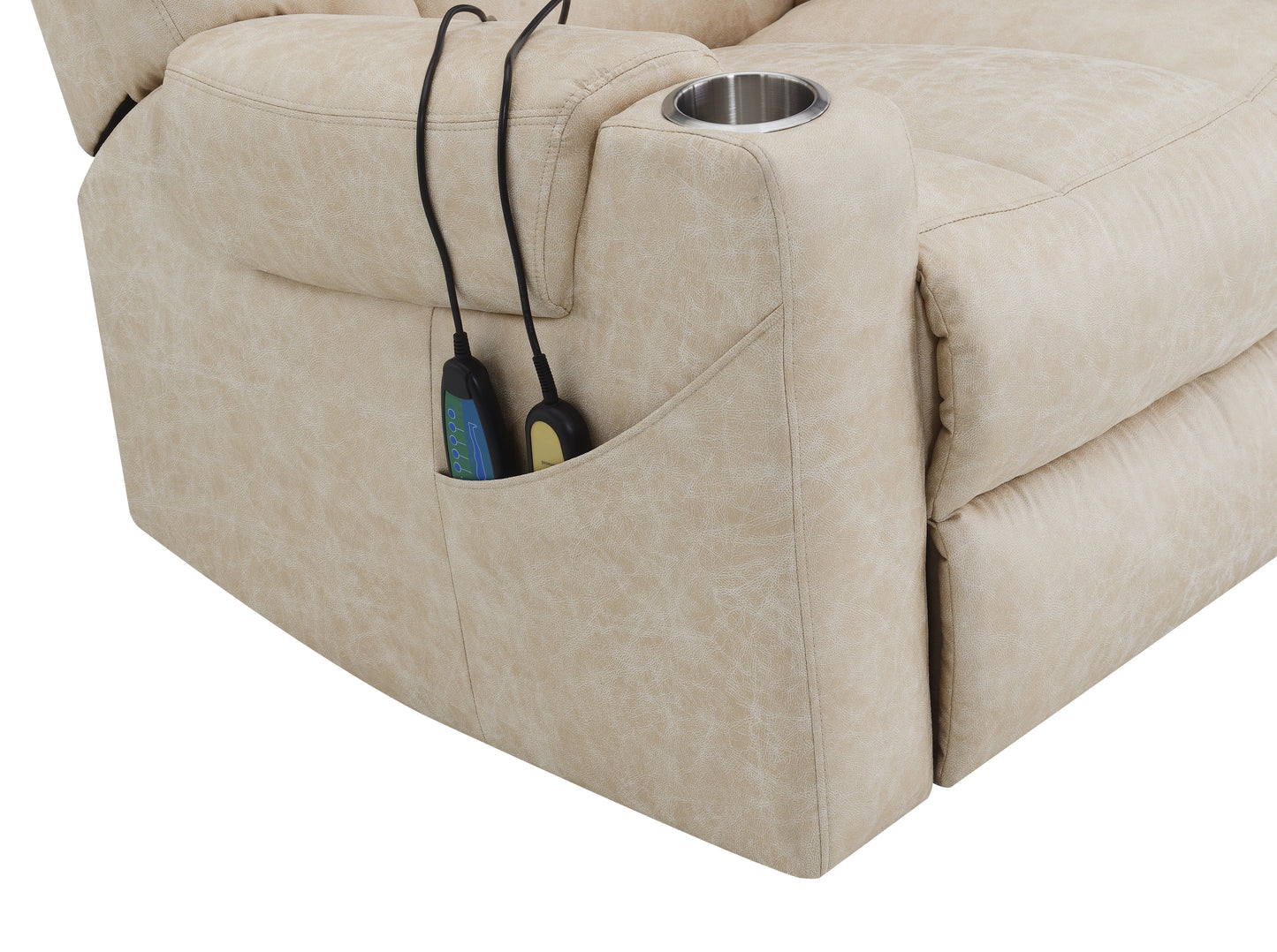 Victory Power Lift Recliner with Heating and Massage - Light Brown