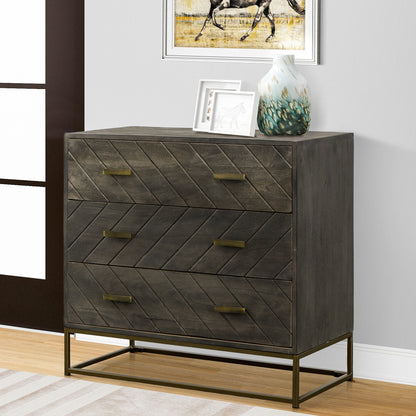 Roy 3 Drawer Mango Wood Dresser Chest - Gray