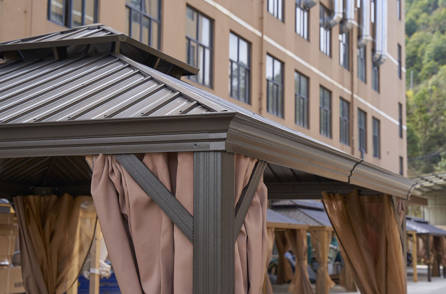 Afix 12 X 12 ft  Permanent Hardtop Gazebo Canopy - Bronze