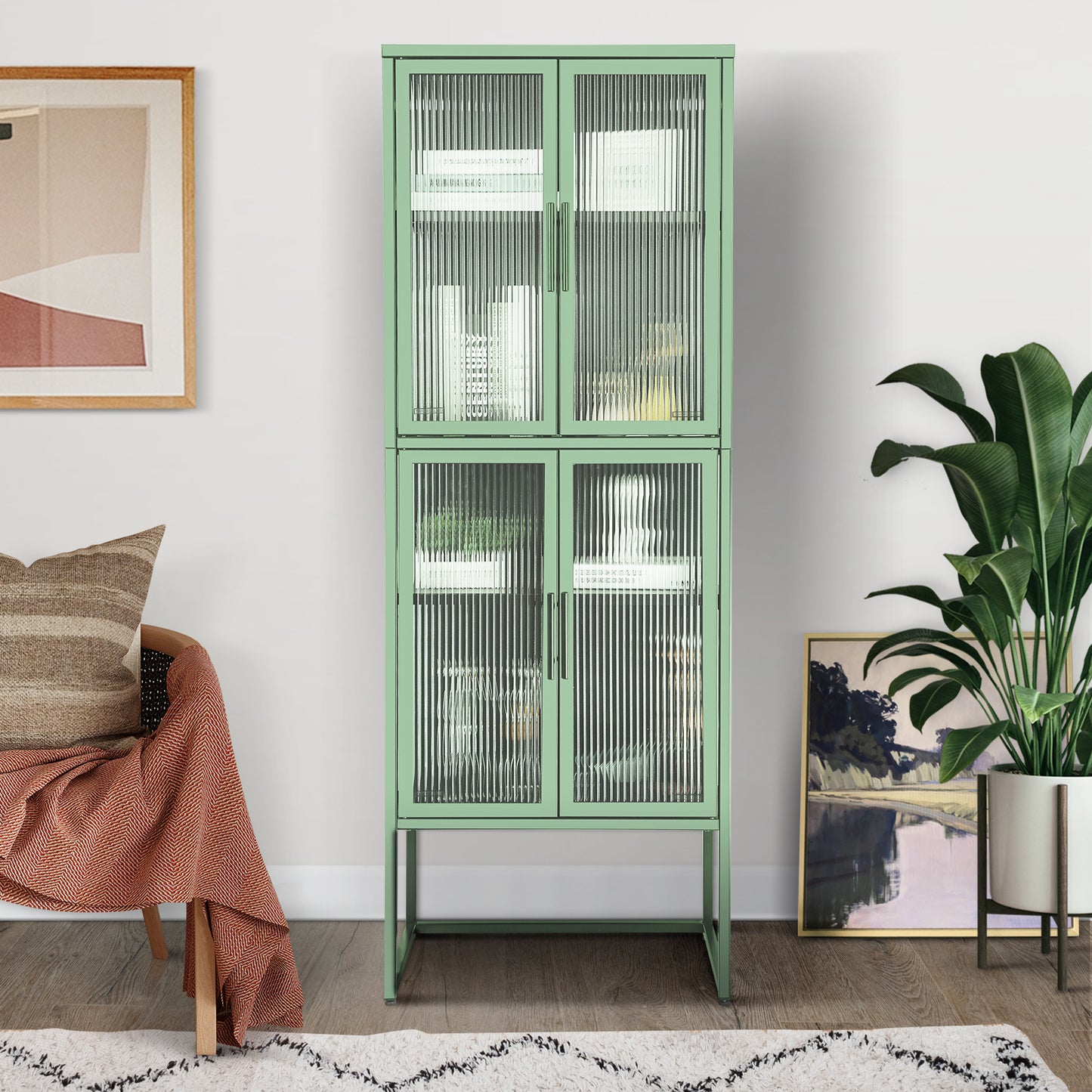 Nera II Tempered Glass Cabinet - Mint Green