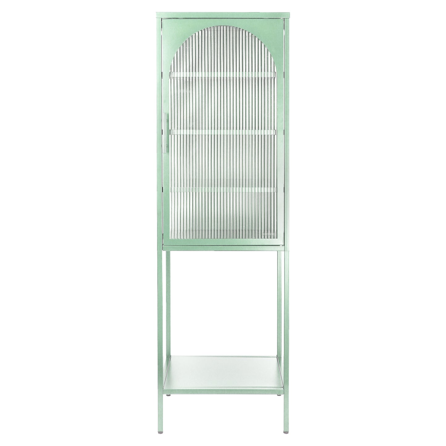 Arched Tempered Glass High Cabinet - Mint Green