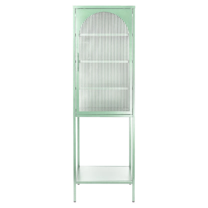 Arched Tempered Glass High Cabinet - Mint Green