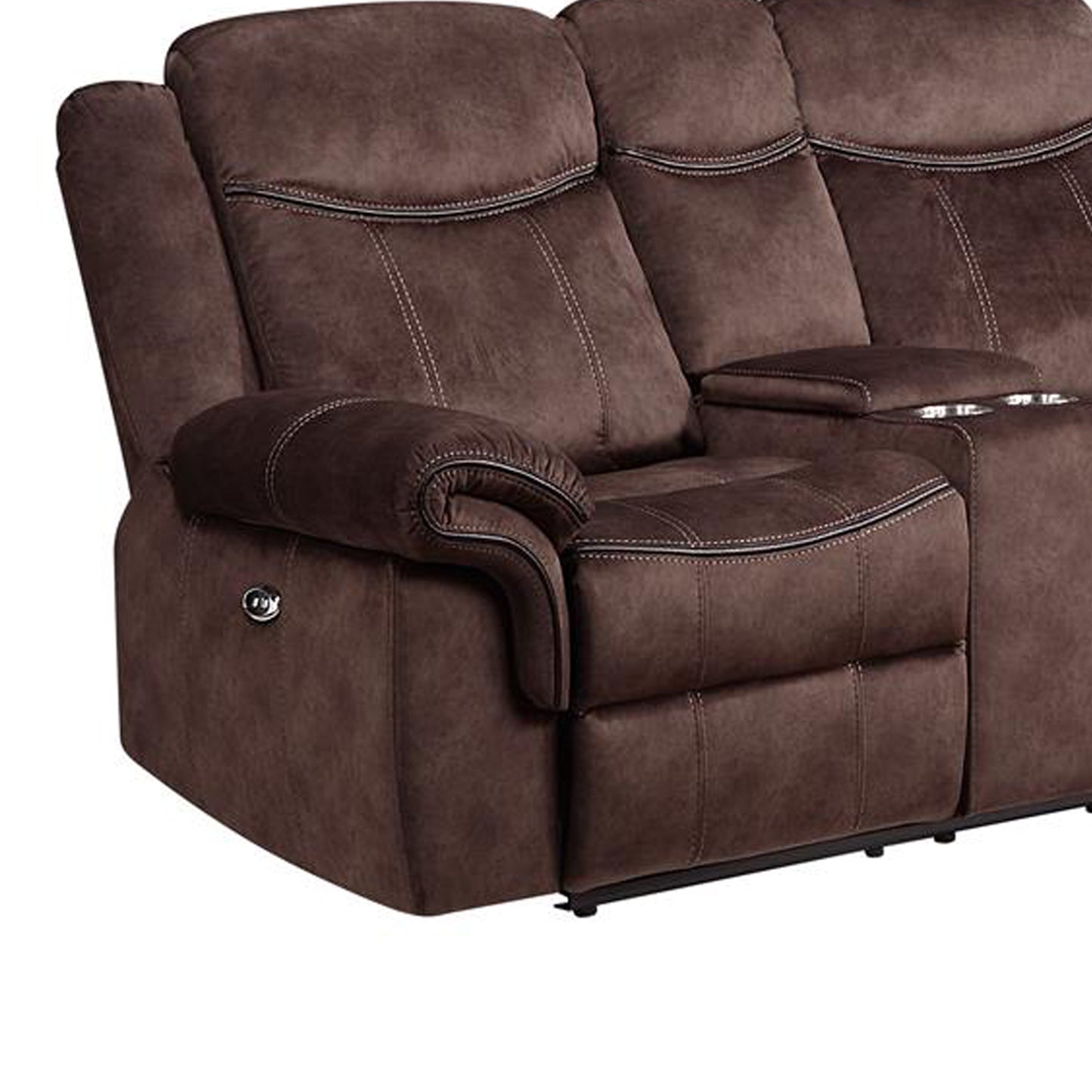 Domino Power Recliner Console Loveseat - Coffee