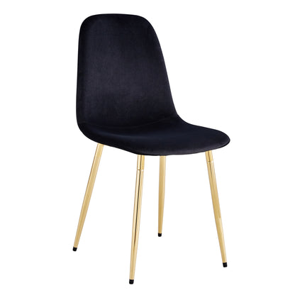 Pax Dining Velvet Chairs with Golden Metal Leg (Set of 6) - Black