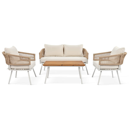 Boho 4 Pc Rope Patio Furniture Set - Beige