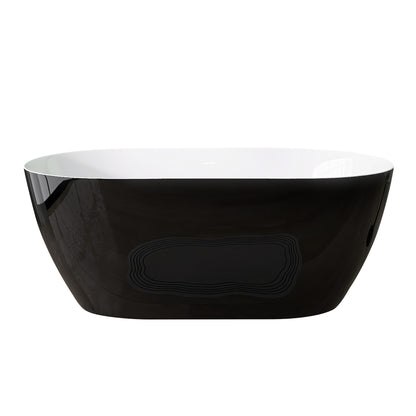 Nuvo 59" Acrylic Free Standing Oval Shape Soaking Tub - Gloss Black+White