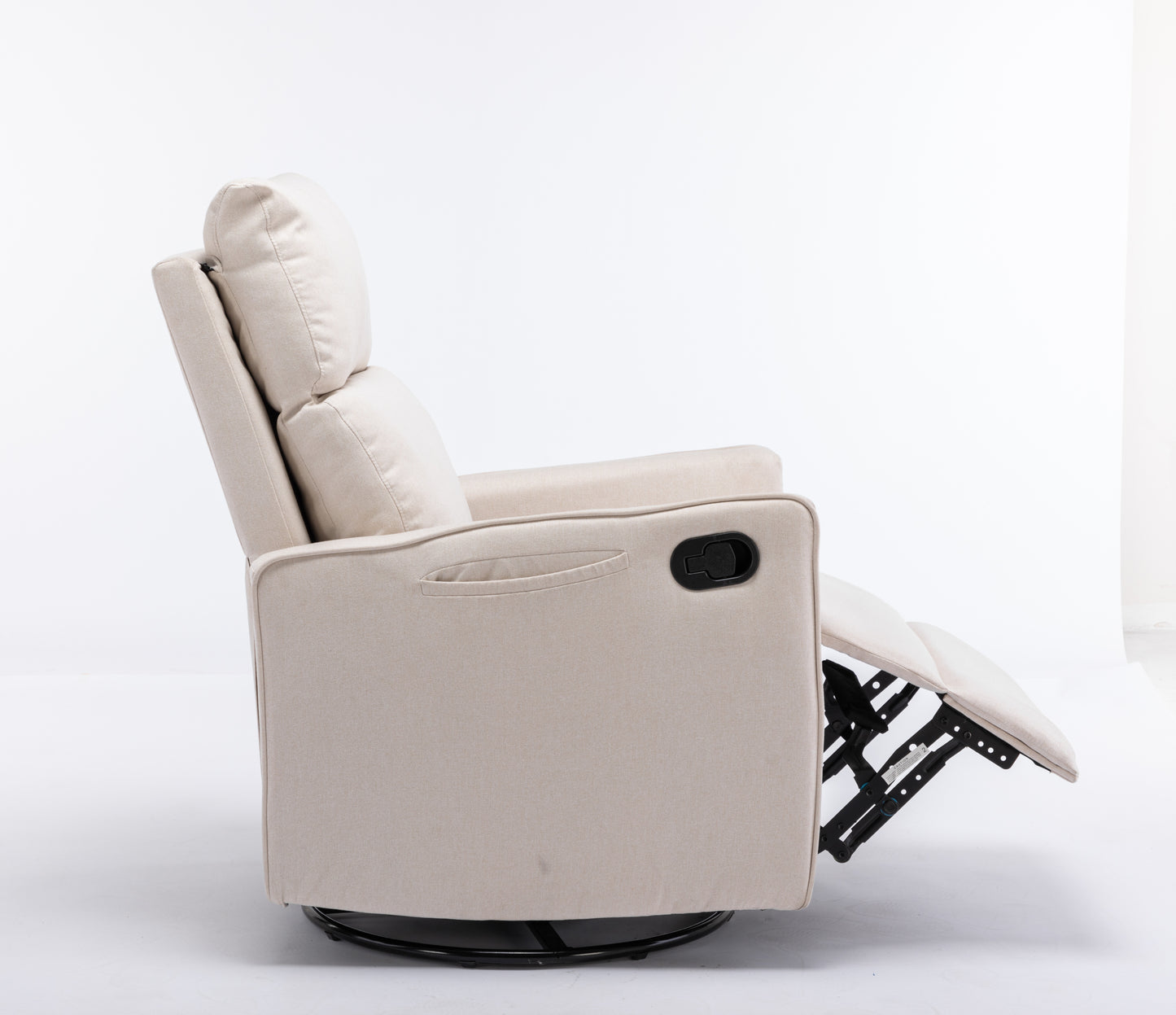 Cotton Linen Fabric Swivel Rocking Chair - Beige