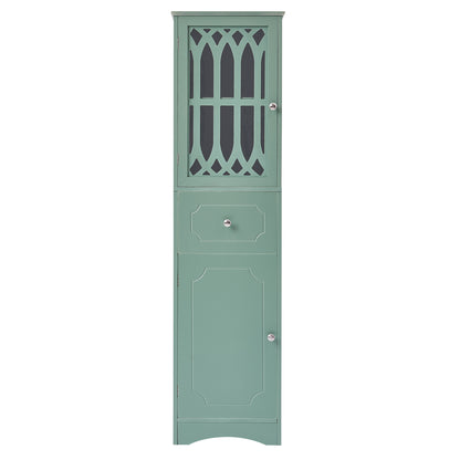 Statured Bathroom Cabinet with Drawer and Doors - Green