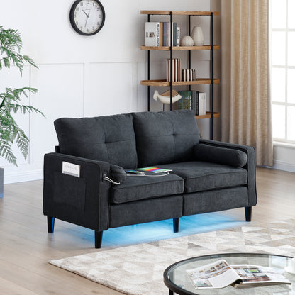 Loveseat Couch with LED Lights - Black