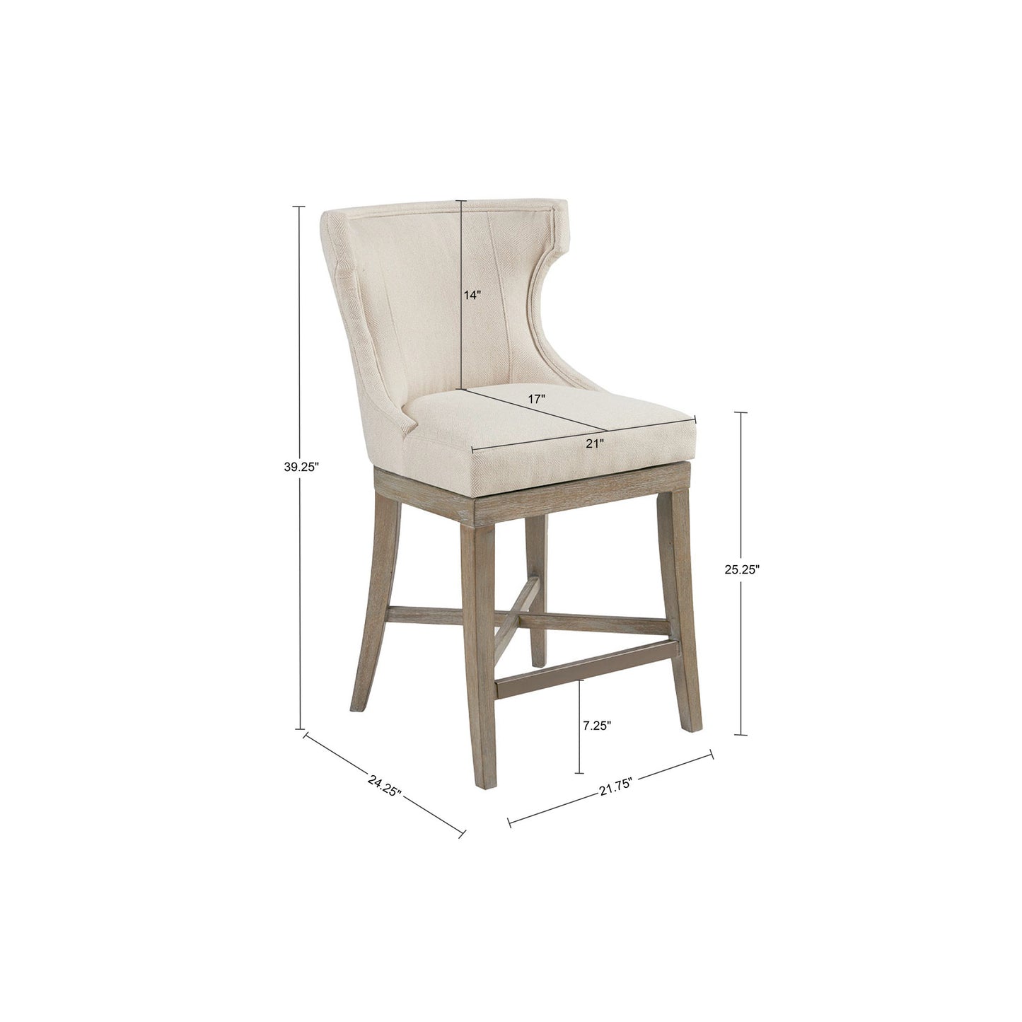 Carson Counter Stool with Swivel Seat - Cream