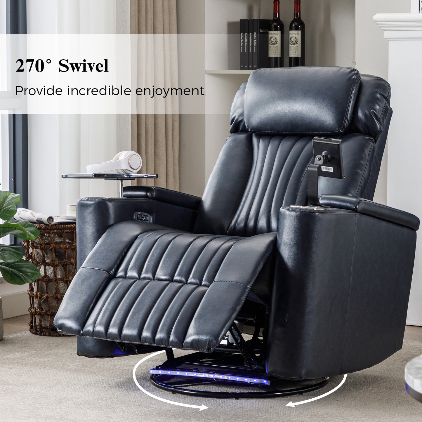 Comfort Max 270 Degree Swivel Power Recliner - Blue