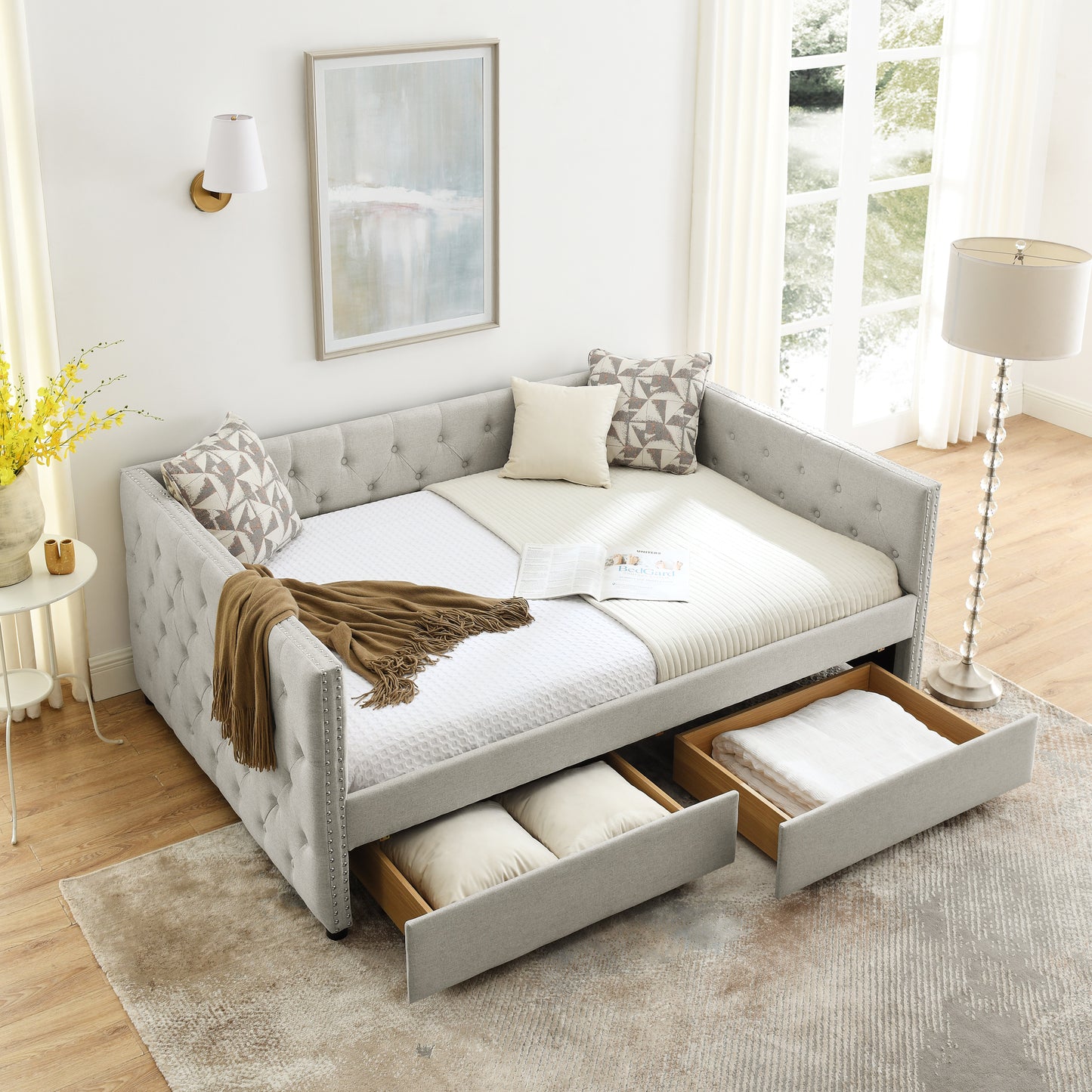 Teza Full Size Daybed with Drawers - Beige