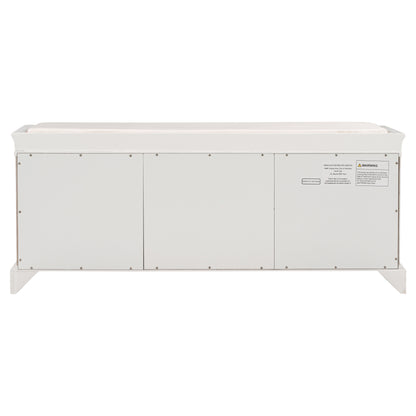 Stash Storage Bench with 2 Drawers and 2 Cabinets - White