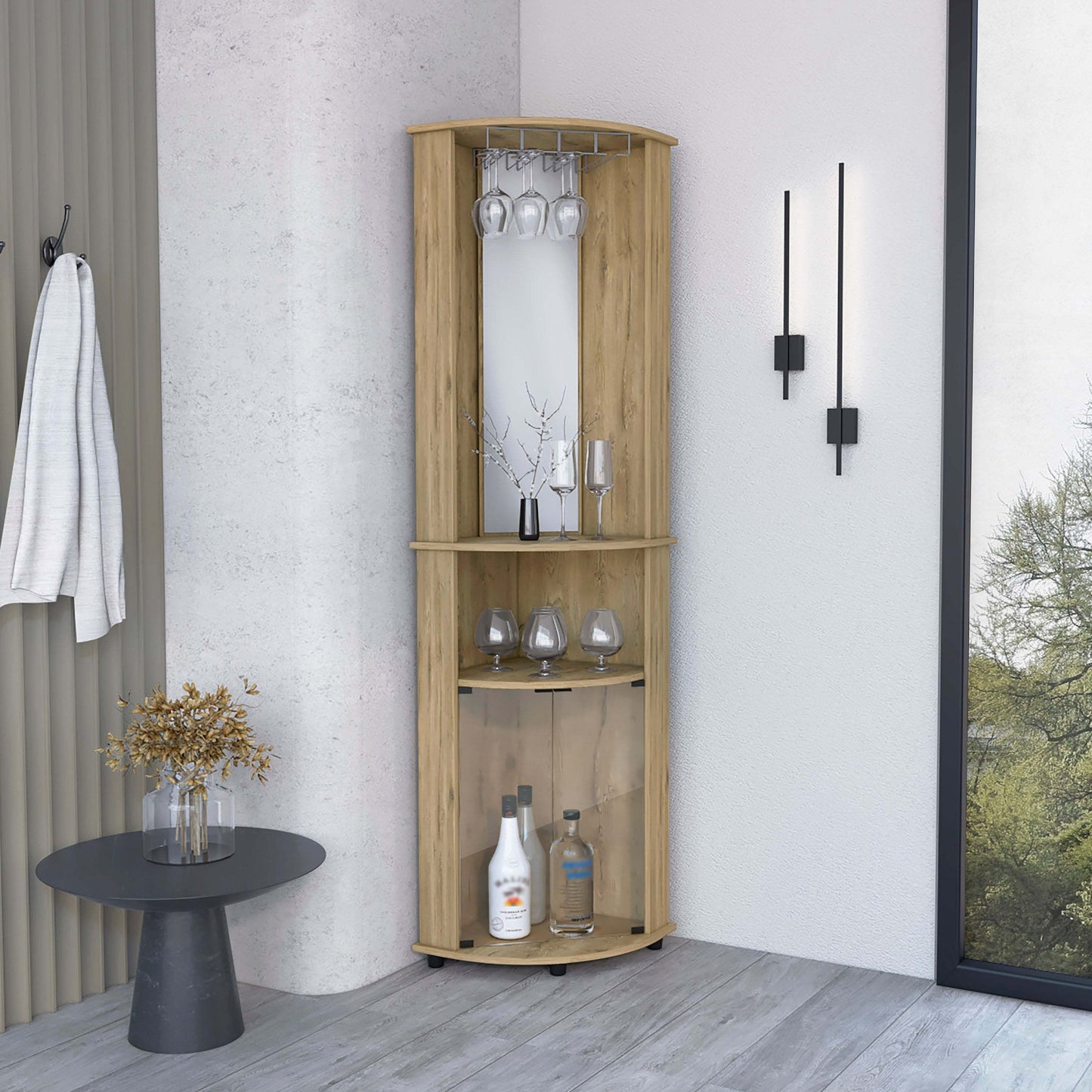 Leon Corner Bar Cabinet - Beige