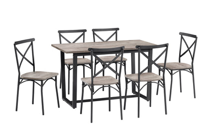 Barna 7pc Dining Set Table 6x Side Chairs - Gray