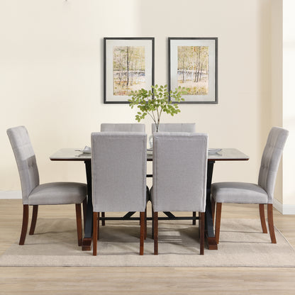 Zelma 7pc Dining Set Dining Table 6x Side Chairs - Gray