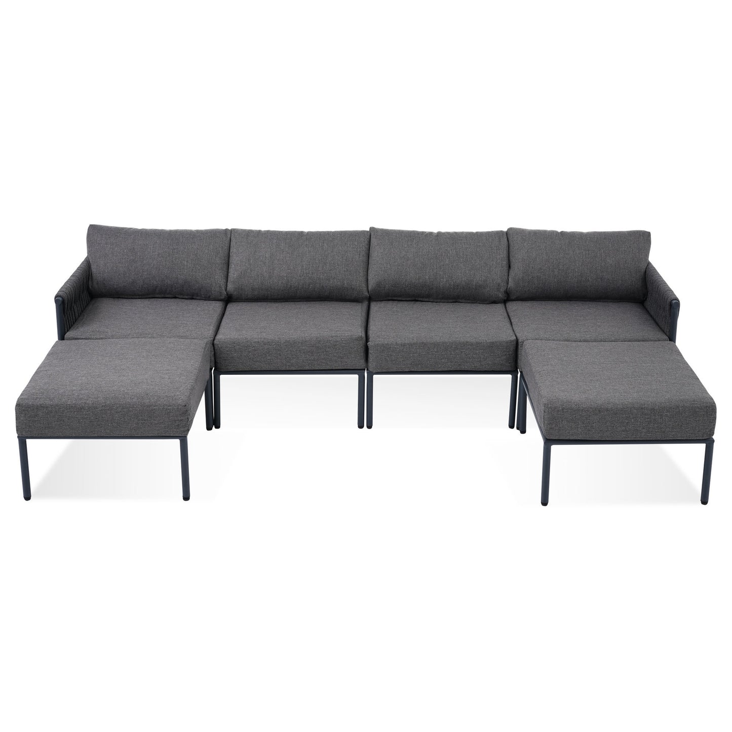 Shana 9 Pc  Aluminum Patio Sectional Sofa Set - Gray