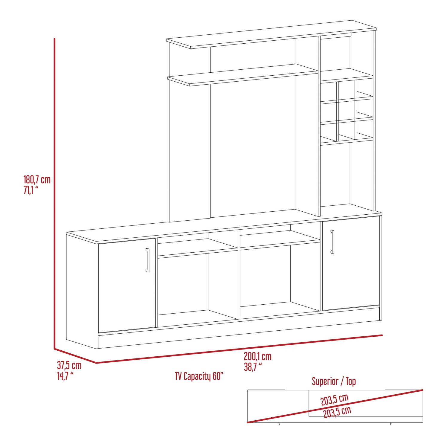 Latrou Entertainment Center - Black