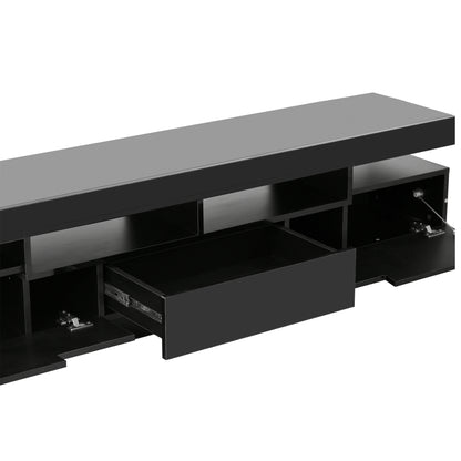 Seco High Gloss TV Stand Entertainment Center - Black