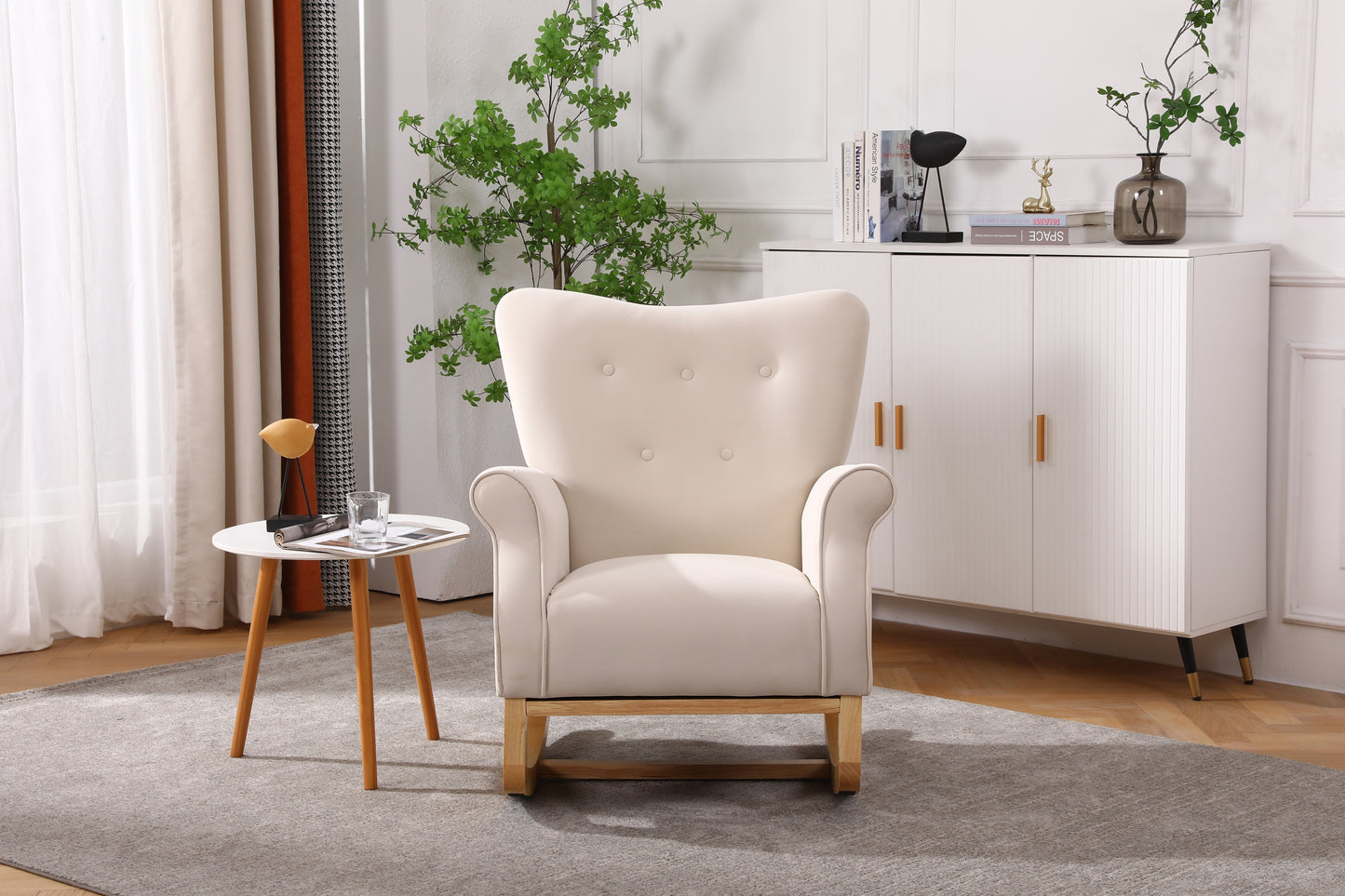 Jarvis Velvet Rocking Chair - Beige