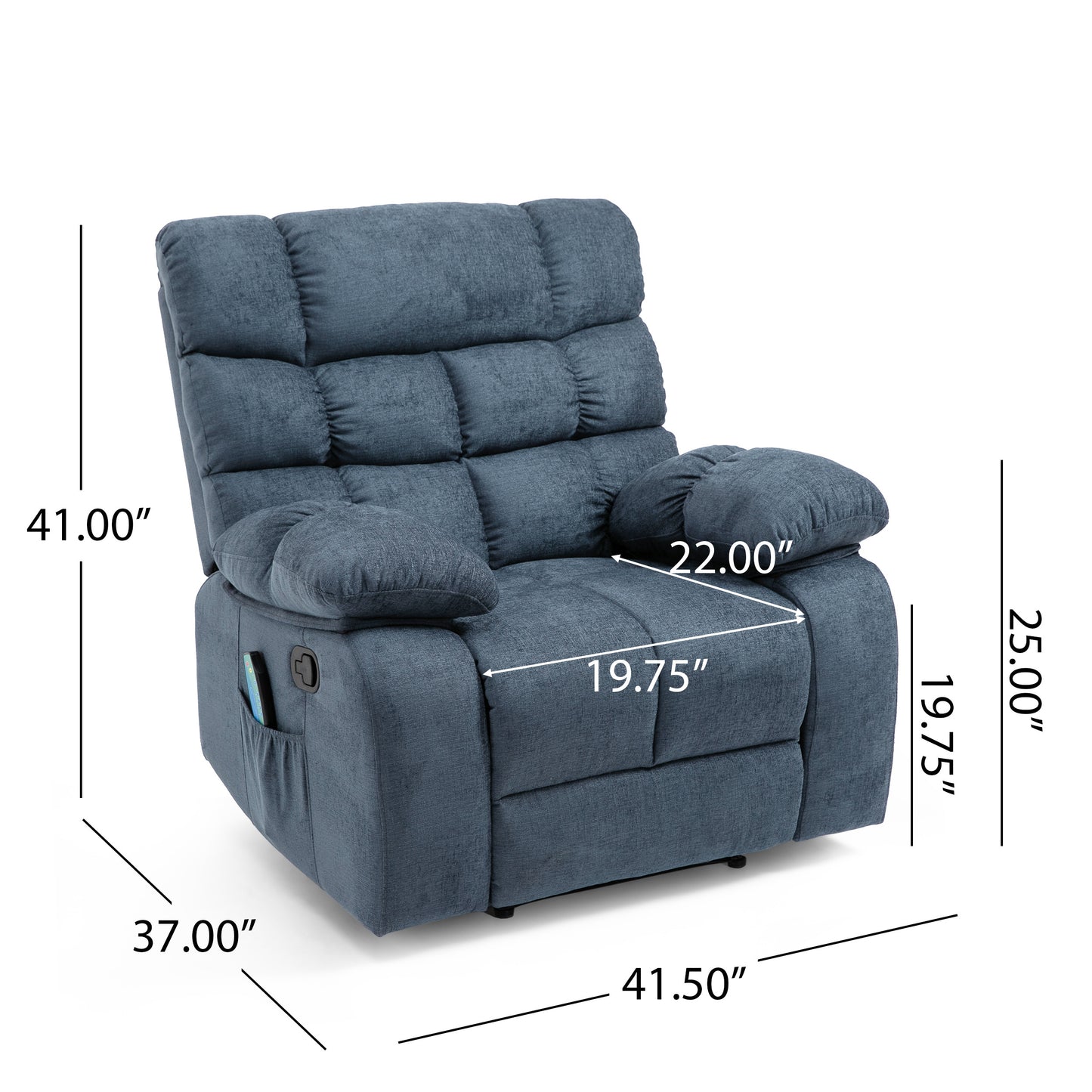 Jovan Power Recliner with Massage - Charcoal