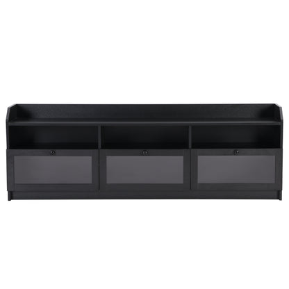 Ashton TV Stand with Acrylic Board Door - Black