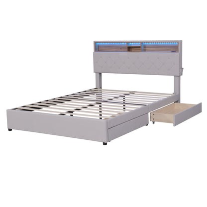 Nectar Queen Size Upholstered Platform Bed - Beige