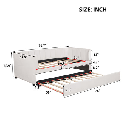 Tano Twin Size Upholstered Daybed with Trundle - Beige