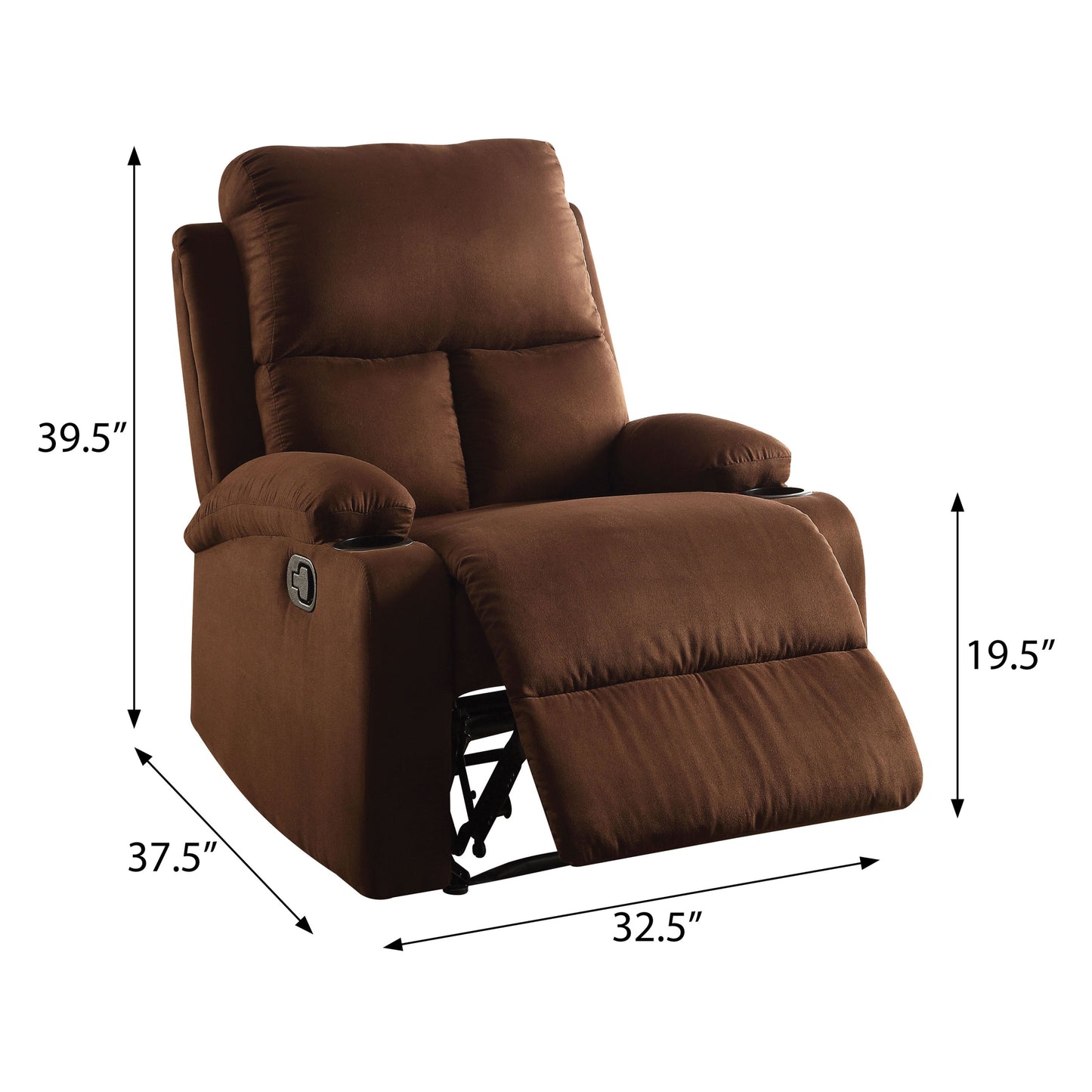 Josie Pillow Top Arm Recliner - Chocolate