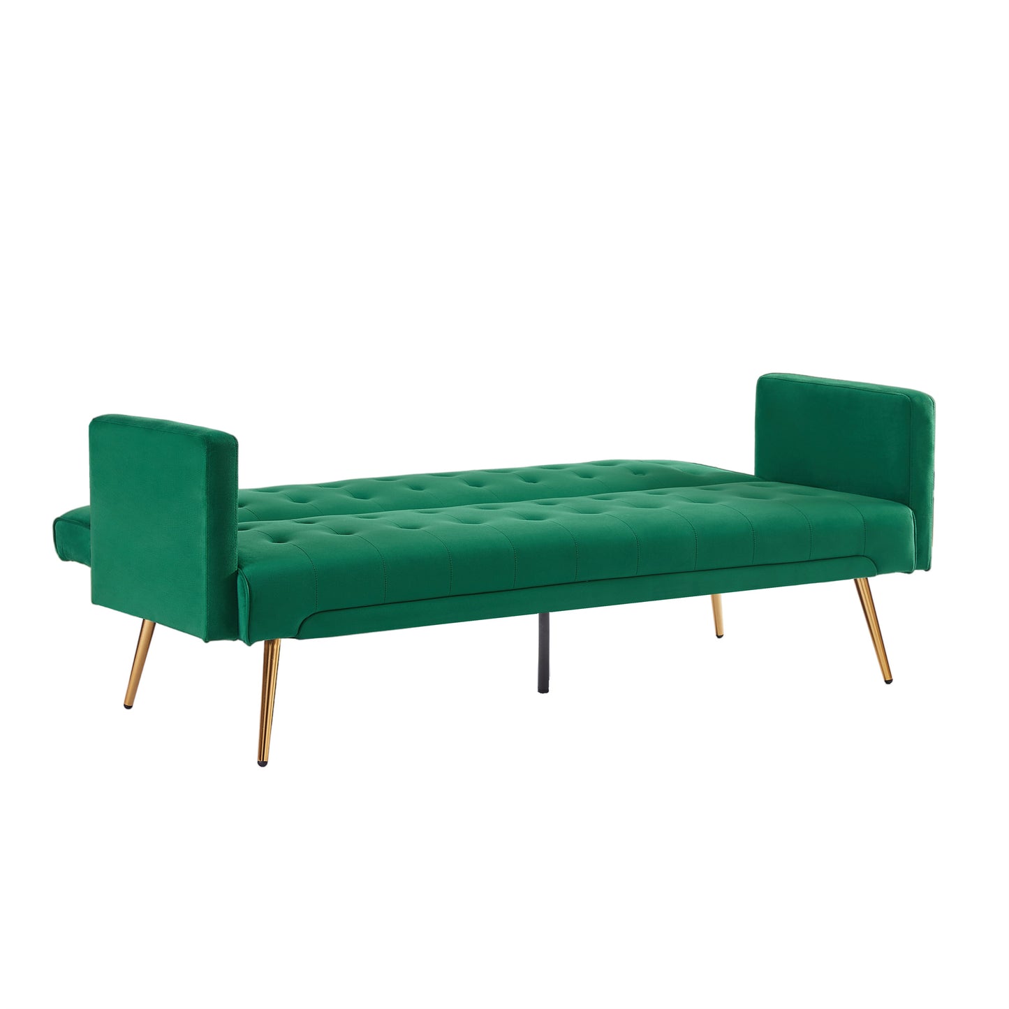 Pix Velvet Upholstered  Convertible Folding Futon Sofa Bed - Green