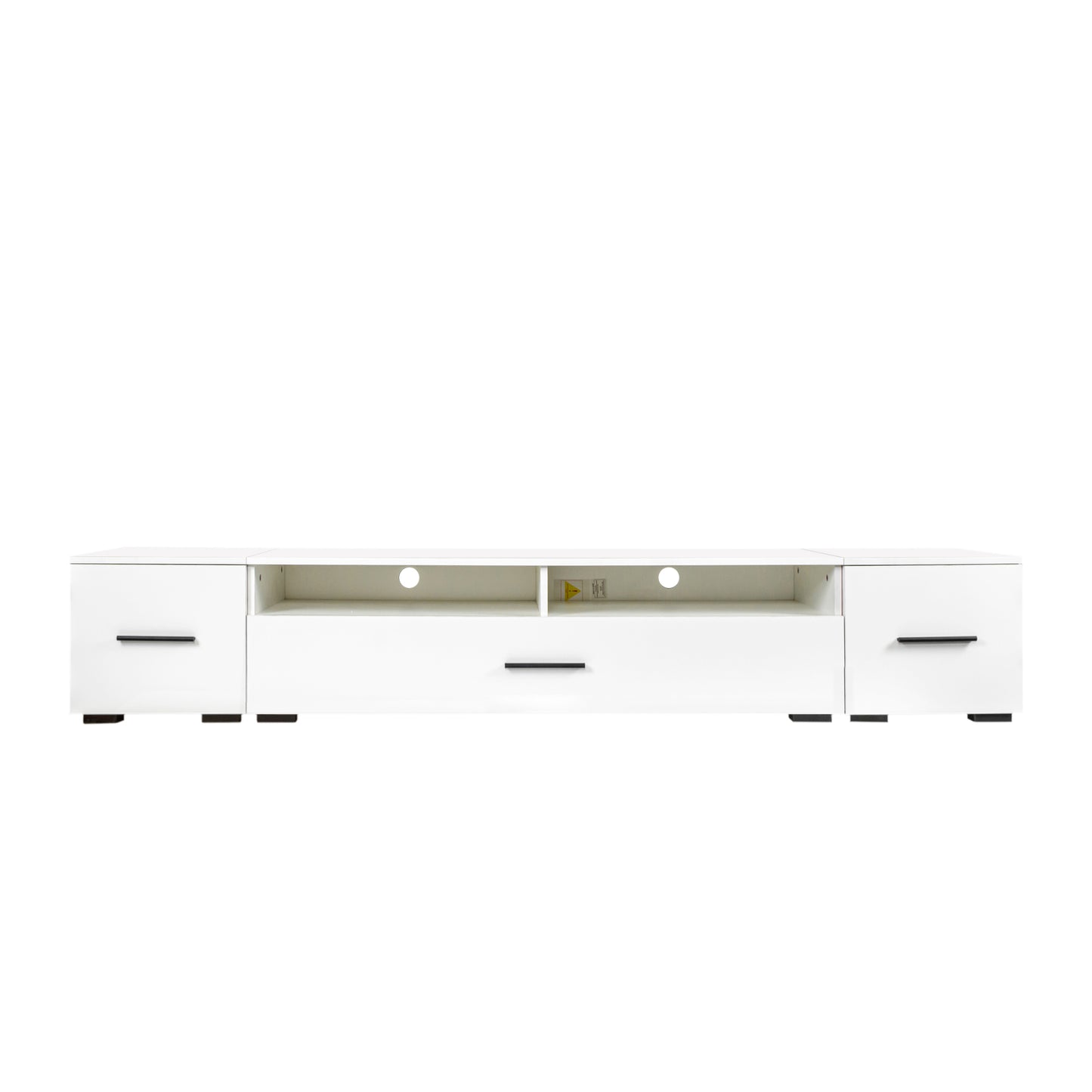 Jig Minimalist Design TV Stand with LED Lights - White