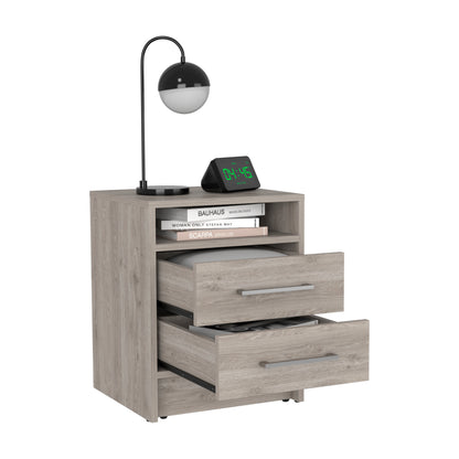 Eter Nightstand Two Drawers - Light Gray