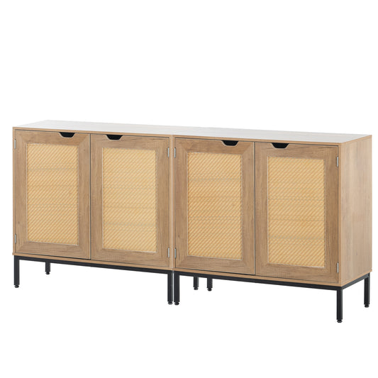 Nors Rattan Accent Storage Cabinet Set of 2