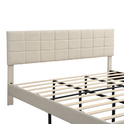 Elegant King Size Platform Bed Frame - Beige