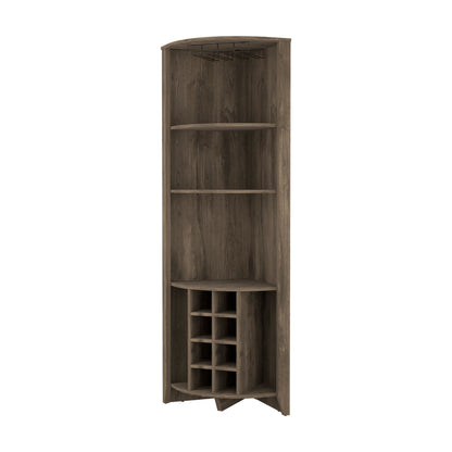 Morgana 8-Bottle 5-Shelf Corner Bar Cabinet - Dark Brown