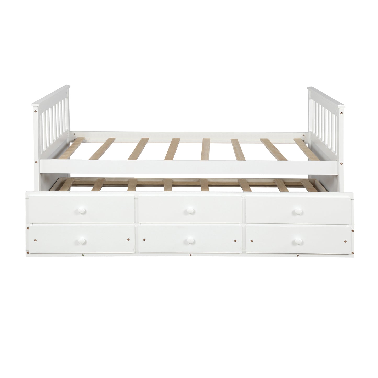 Abby Twin Daybed with Trundle Bed and Storage Drawers - White