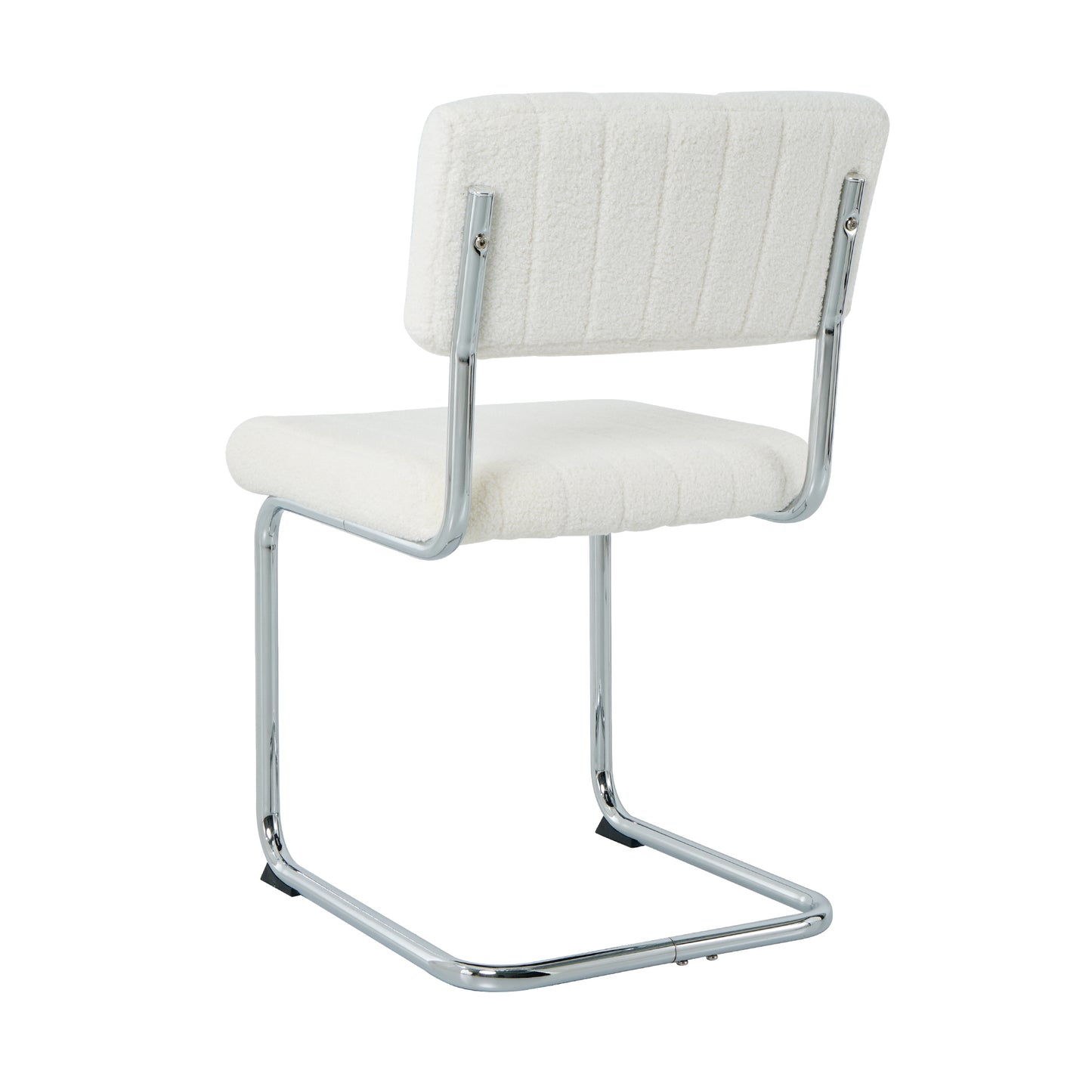 Ezell Dining Chairs with Chrome Metal Leg (Set of 2) - White